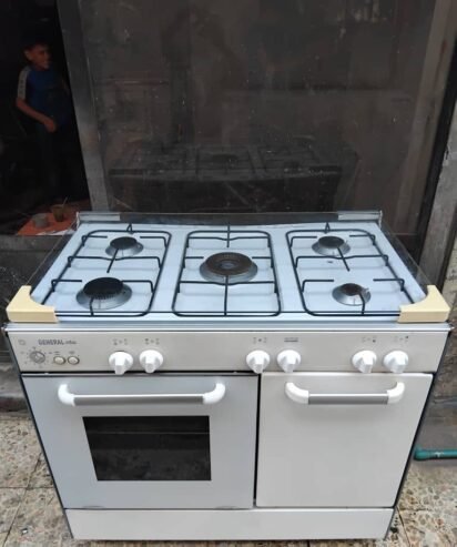 فرن غاز الشام 5رووس غاز وكهرباء لون الابيض بلور حراري غطا بلور حراري مكفول وعالتجريب 💯 السعر حلو 0935417642